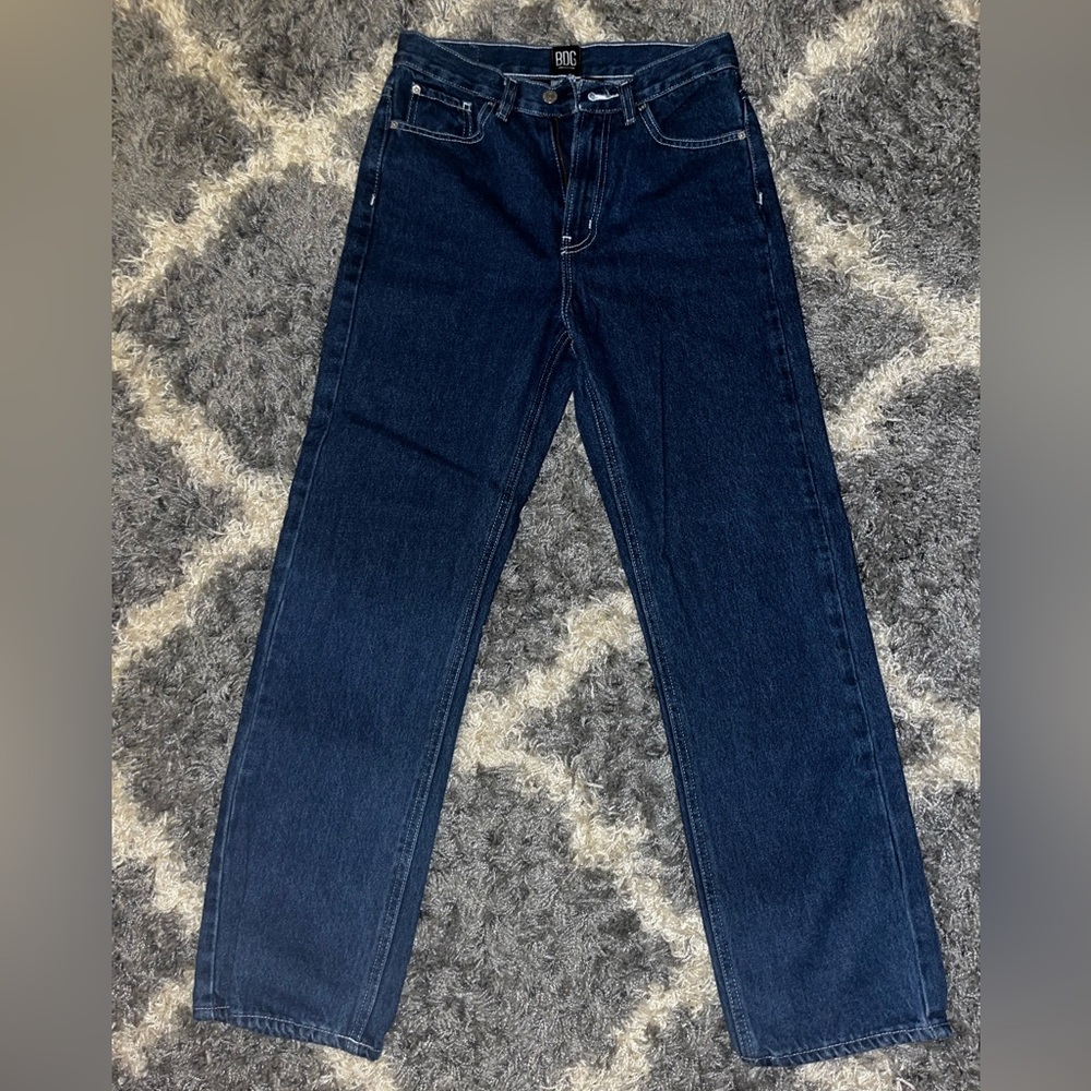 Navy blue straight leg jeans